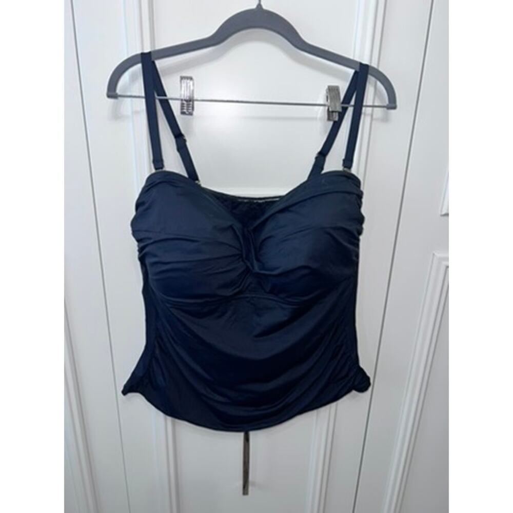 La Blanca Women's Black Bandeau Twist Tankini Top Size 14W